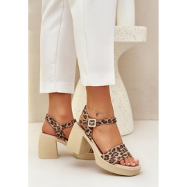 Zazoo 40386 Sandalias de cuero para mujeres en el leopardo marrón beige marrón 3