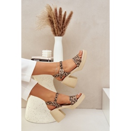 Zazoo 40386 Sandalias de cuero para mujeres en el leopardo marrón beige marrón 6