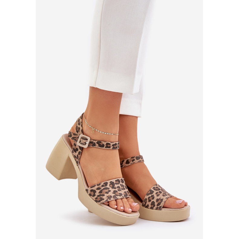 Zazoo 40386 Sandalias de cuero para mujeres en el leopardo marrón beige marrón 1