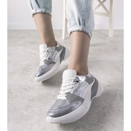 D/GMR Zapatillas plateadas sobre suela alta Rojo plata 1