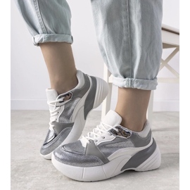 D/GMR Zapatillas plateadas sobre suela alta Rojo plata 2