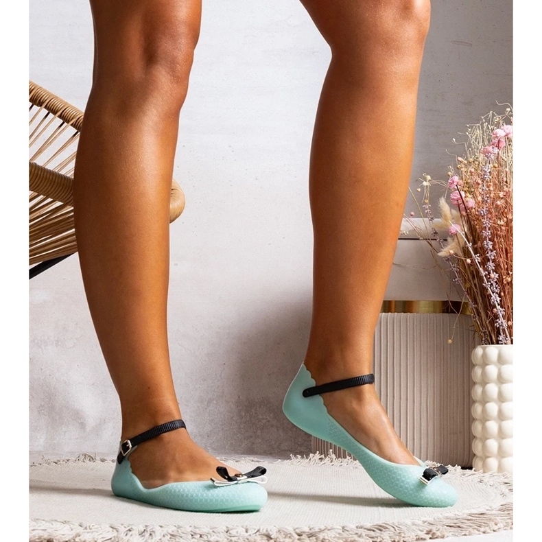 D/GMR Ballerinas azules femeninas hechas de goma con arco y cierre 1