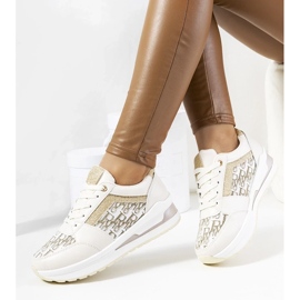 D/GMR Zapatillas de zapatos deportivos beige en un lente de encaje grueso -up aloisia 1
