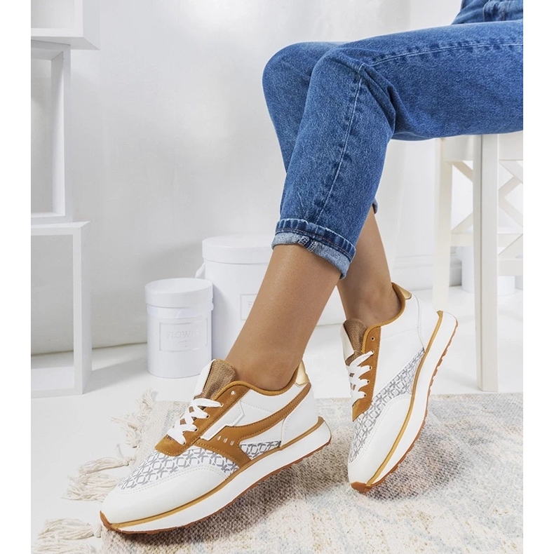 D/GMR Deportivas blancas y marrones Chiara de mujer blanco 2