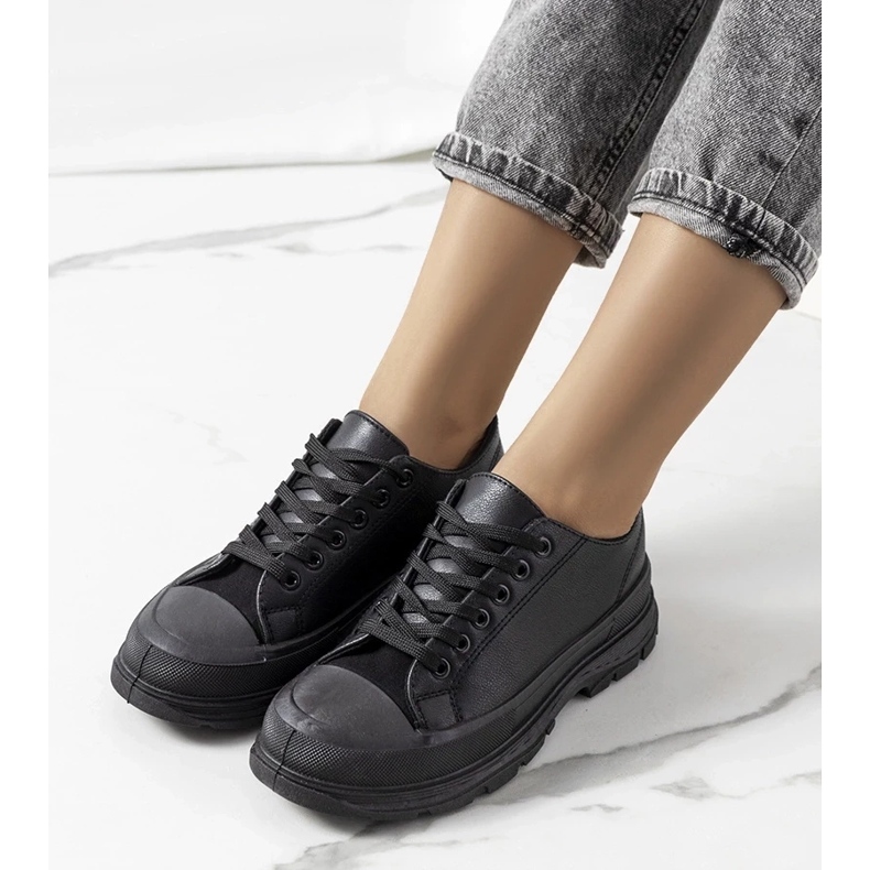 D/GMR Zapatillas negras sobre suela gruesa Nurbik negro 1