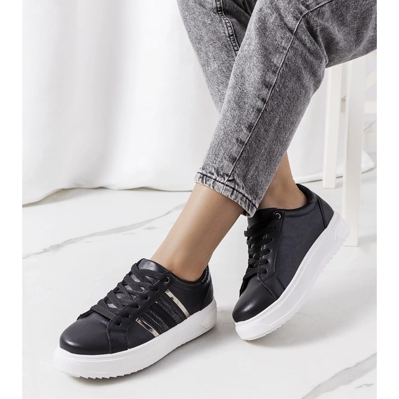 D/GMR Zapatillas negras en la plataforma Goldsmi negro 1