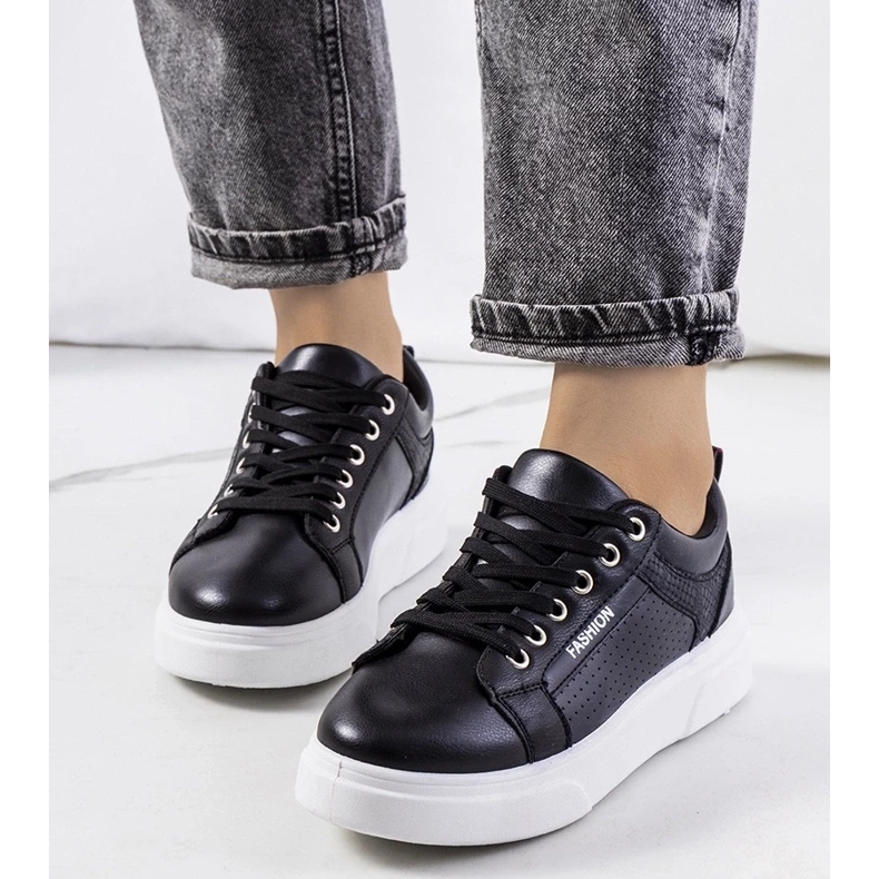 D/GMR Zapatillas negras sobre una gruesa suela de Luisiana negro 1