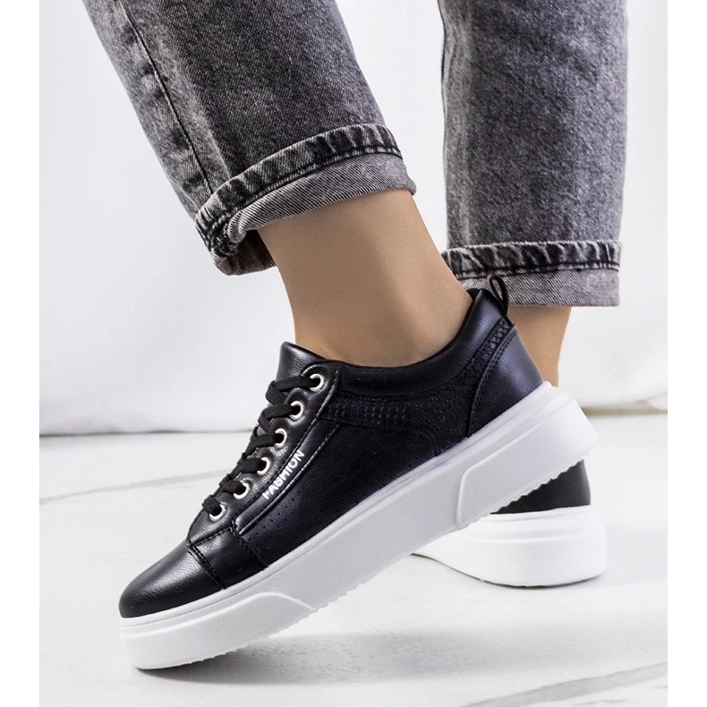 D/GMR Zapatillas negras sobre una gruesa suela de Luisiana negro 2