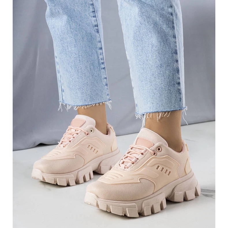 D/GMR Zapatillas rosas en una suela masiva de Inez rosado 2