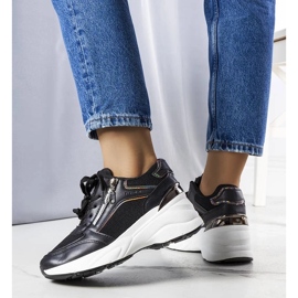D/GMR Zapatillas negras con cuña de Stacey negro 3