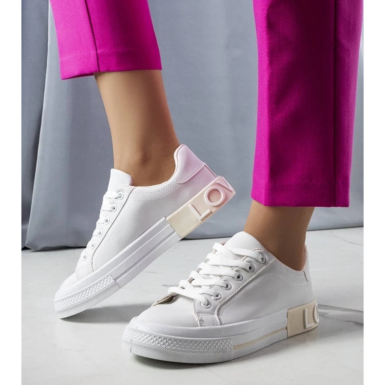 D/GMR Zapatillas blancas y beige decoradas con la inscripción Nora 1