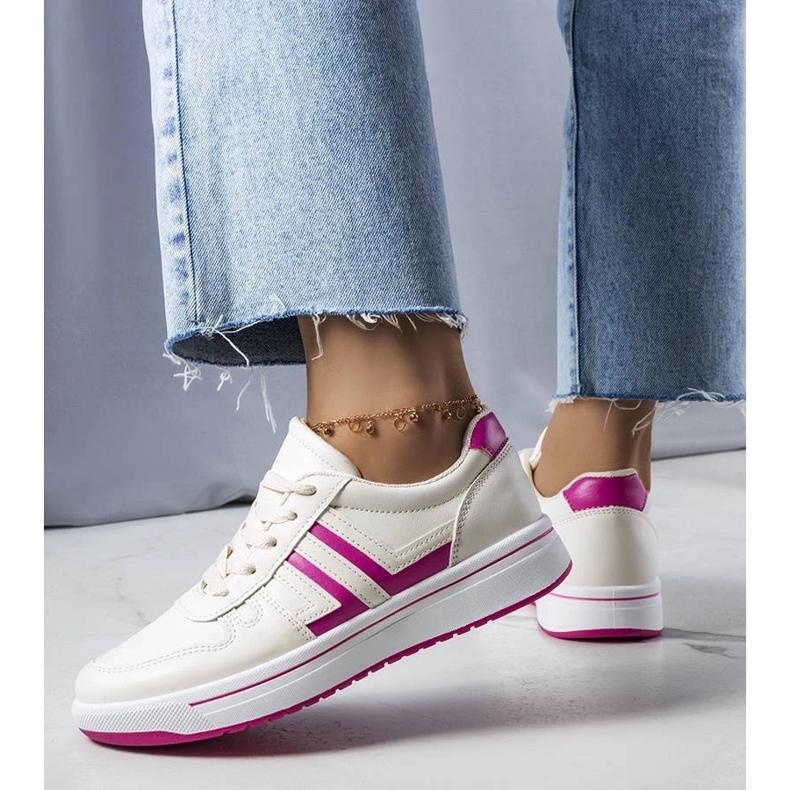 D/GMR Zapatillas color crema con inserciones rosas, de Olympia. beige 2 D/GMR Zapatillas color crema con inserciones rosas, de Olympia. beige 2