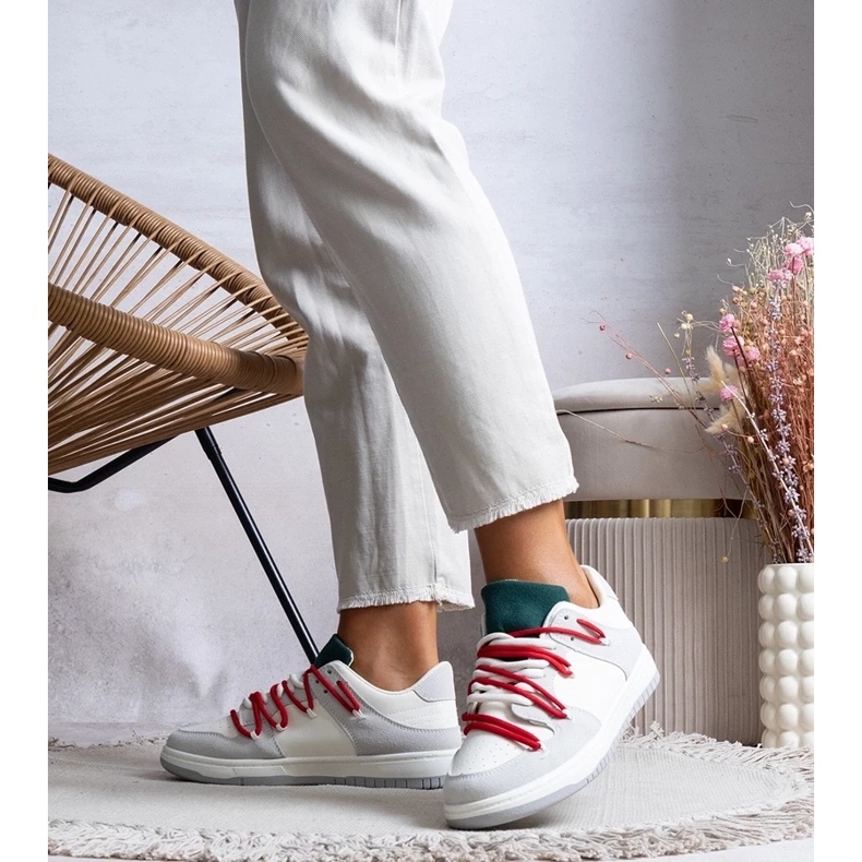 D/GMR Zapatillas de deporte grises con cordones de arcobaleno rojos 2 D/GMR Zapatillas de deporte grises con cordones de arcobaleno rojos 2