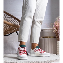 D/GMR Zapatillas de deporte grises con cordones de arcobaleno rojos 3