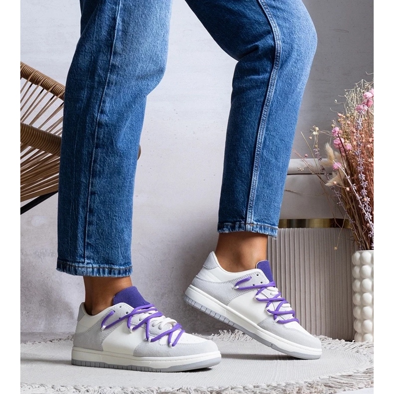 D/GMR Zapatillas grises zapatillas para mujeres cordones morados arcobaleno 1