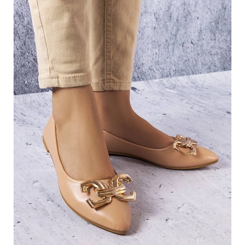 D/GMR Bailarinas beige oscuro con adorno Vallée 1