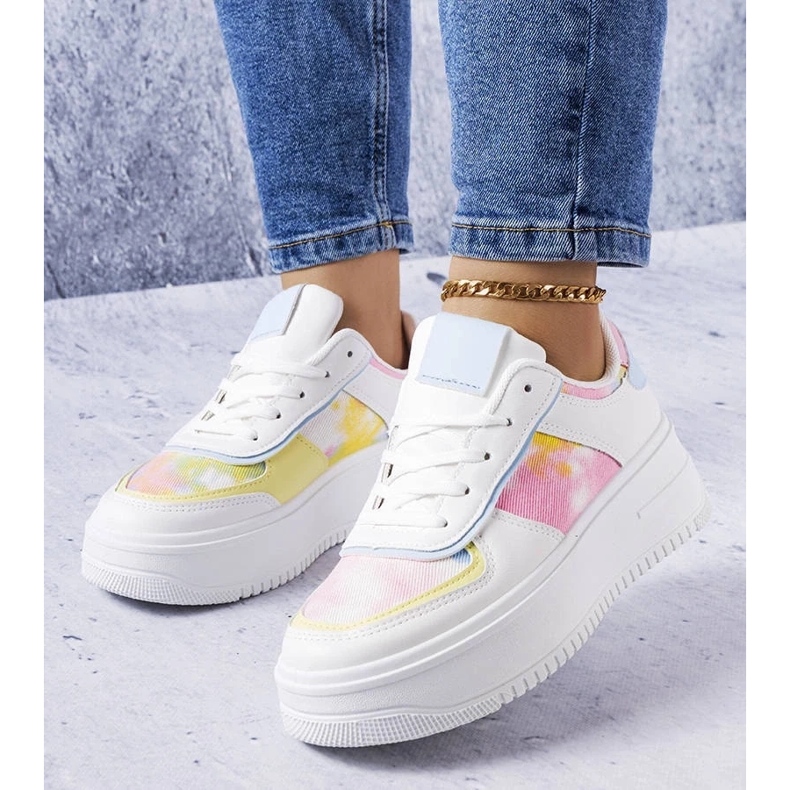 D/GMR Zapatos de plataforma blancos y azules de Heloise. 1