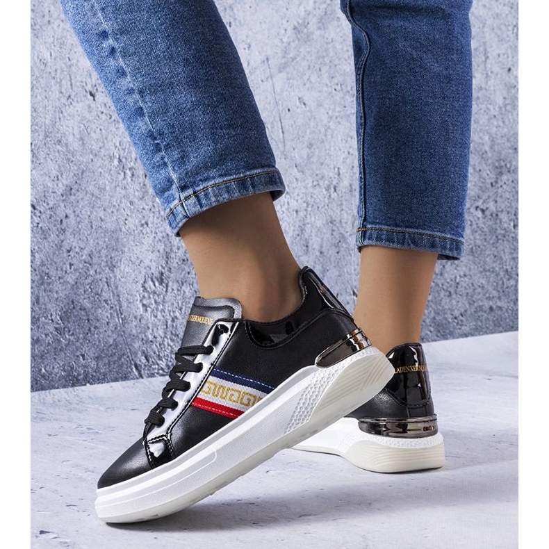 D/GMR Zapatos negros con inserciones de charol de Annot blanco 2