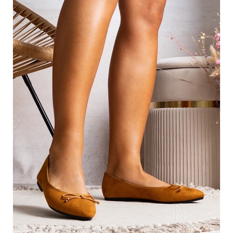 D/GMR Bailarinas camel con puntera en punta de Latour marrón 2