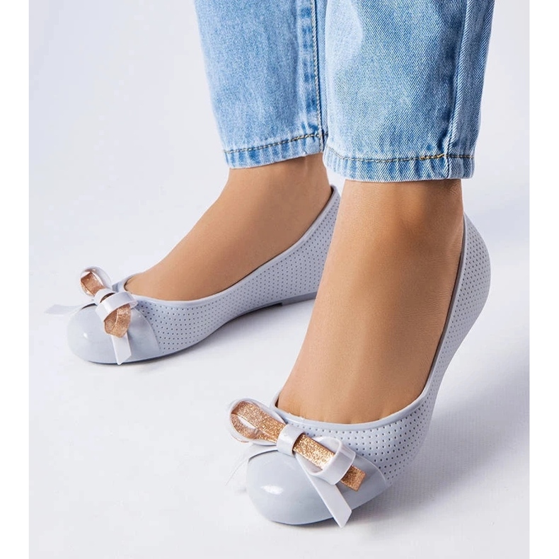 D/GMR Bailarinas grises decoradas con un lazo Harlingen 1