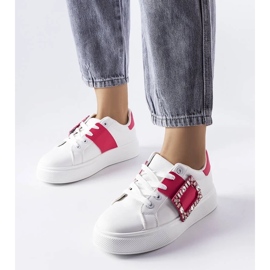 D/GMR Deportivas blancas decoradas con hebilla Ike rosa blanco 1 D/GMR Deportivas blancas decoradas con hebilla Ike rosa blanco 1