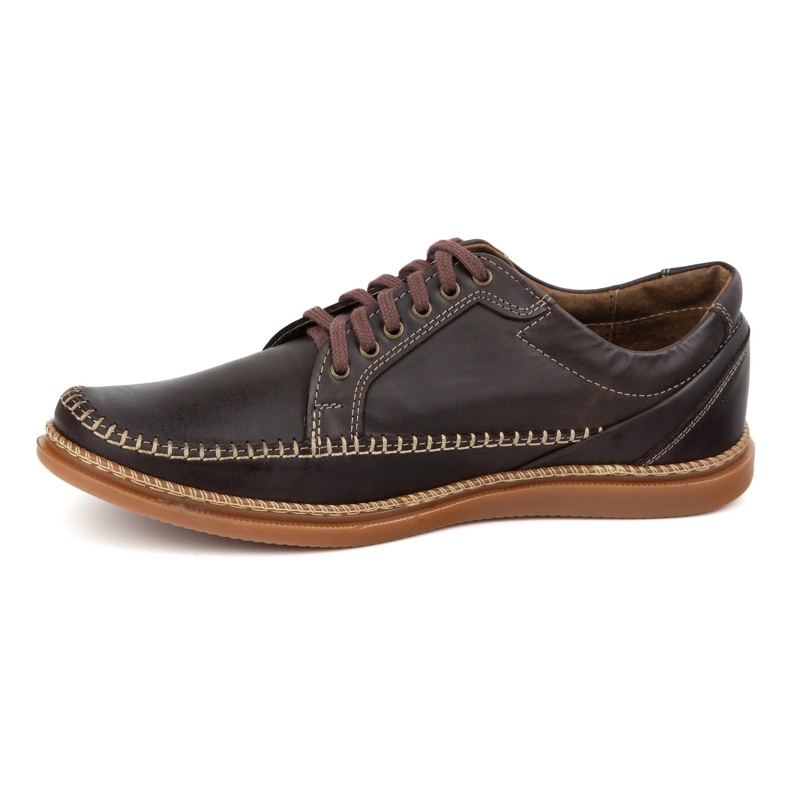 Olivier Zapatos de cuero para hombres modelo casual 313gt marrón oscuro 1