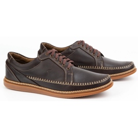 Olivier Zapatos de cuero para hombres modelo casual 313gt marrón oscuro 2