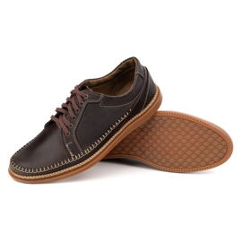 Olivier Zapatos de cuero para hombres modelo casual 313gt marrón oscuro 3