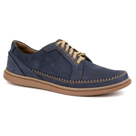 Olivier Zapatos de cuero para hombres modelo casual 313gt azul marino 2