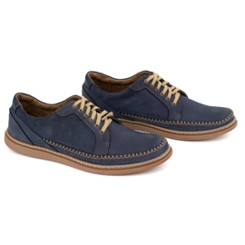 Olivier Zapatos de cuero para hombres modelo casual 313gt azul marino 3