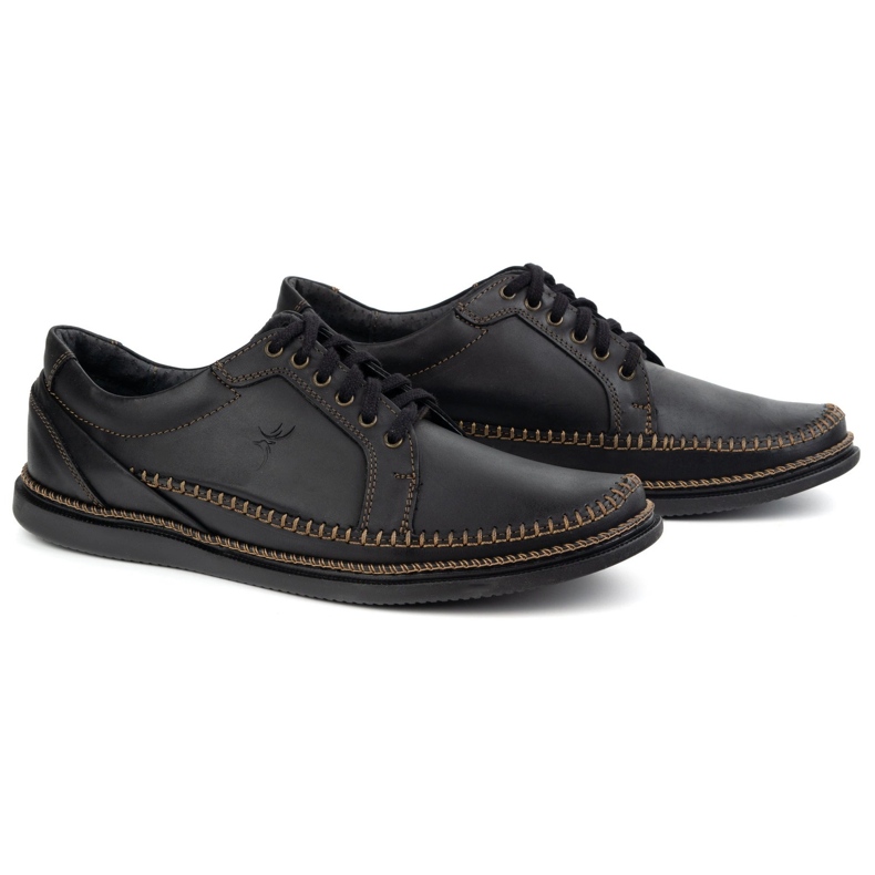 Olivier Zapatos de cuero para hombres modelo casual 313gt negro 2