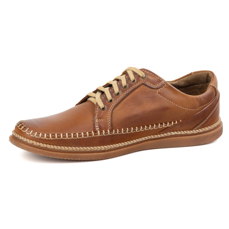 Olivier Zapatos de cuero para hombres modelo casual 313gt camello marrón 1
