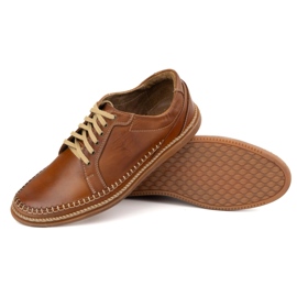 Olivier Zapatos de cuero para hombres modelo casual 313gt camello marrón 3