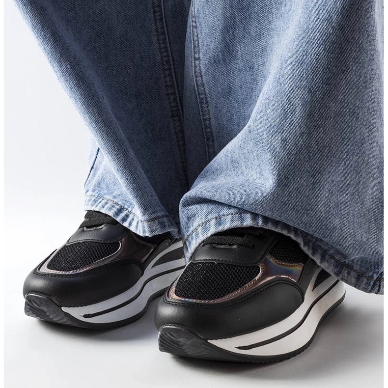 D/GMR Zapatillas negras en la suela gruesa Ethel negro 2