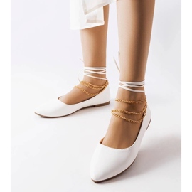 D/GMR Bailarinas blancas con hebilla decorativa de Donat blanco 1