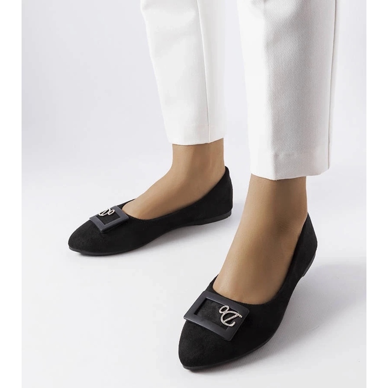 D/GMR Bailarinas negras decoradas con pedrería de Fleming negro 2