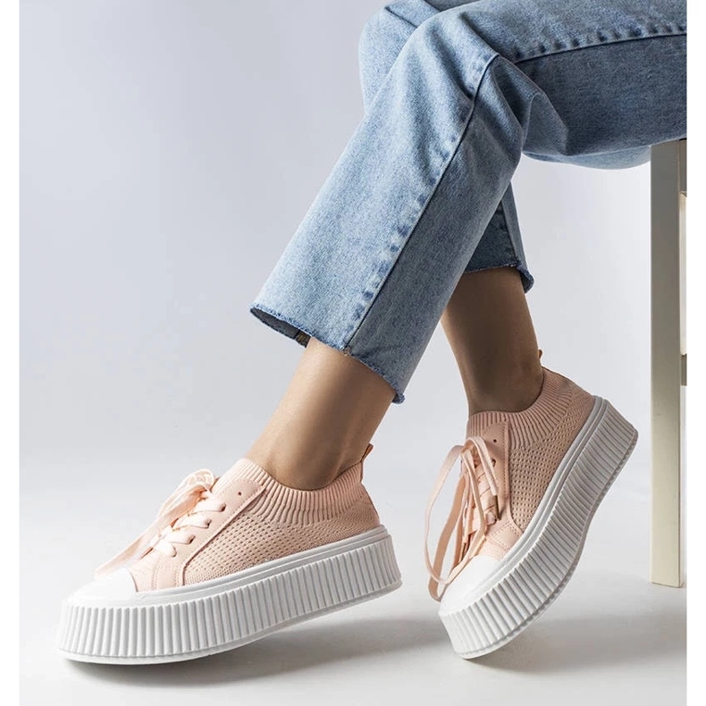 D/GMR Deportivas de tejido rosa sobre plataforma Mallus rosado 2