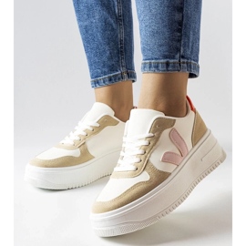 D/GMR Zapatillas deportivas blancas con aplicación Plouffe rosa blanco 2