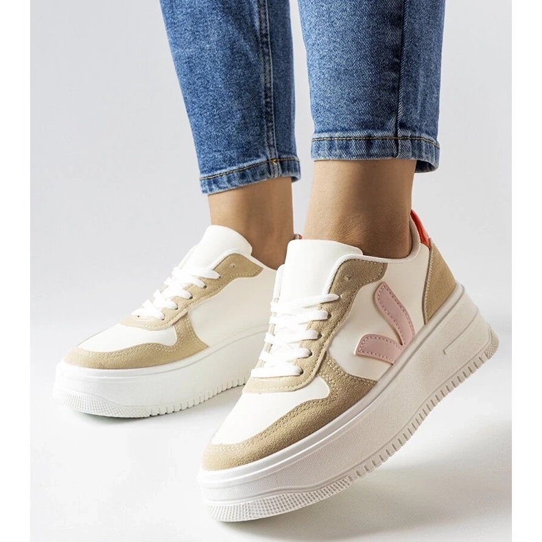 D/GMR Zapatillas deportivas blancas con aplicación Plouffe rosa blanco 2