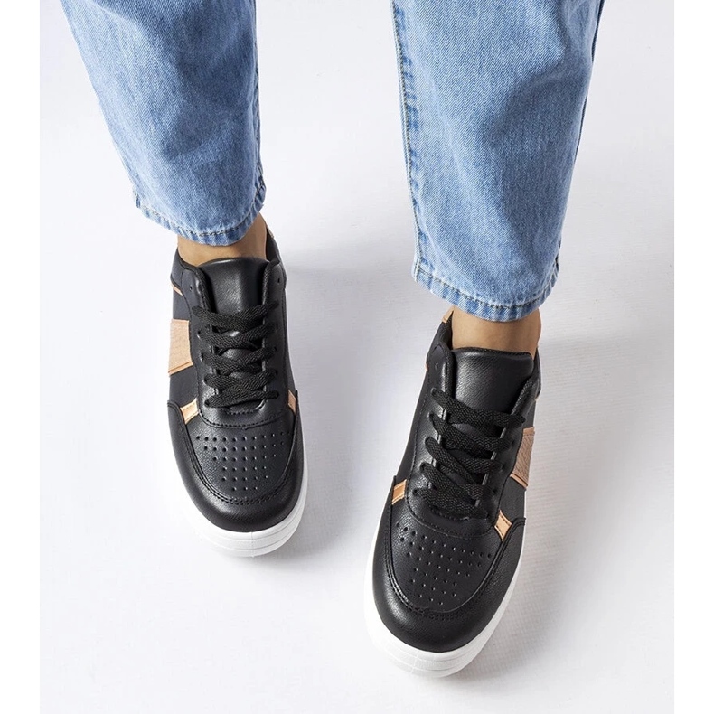 D/GMR Zapatillas deportivas negras y doradas de Parma. negro 2