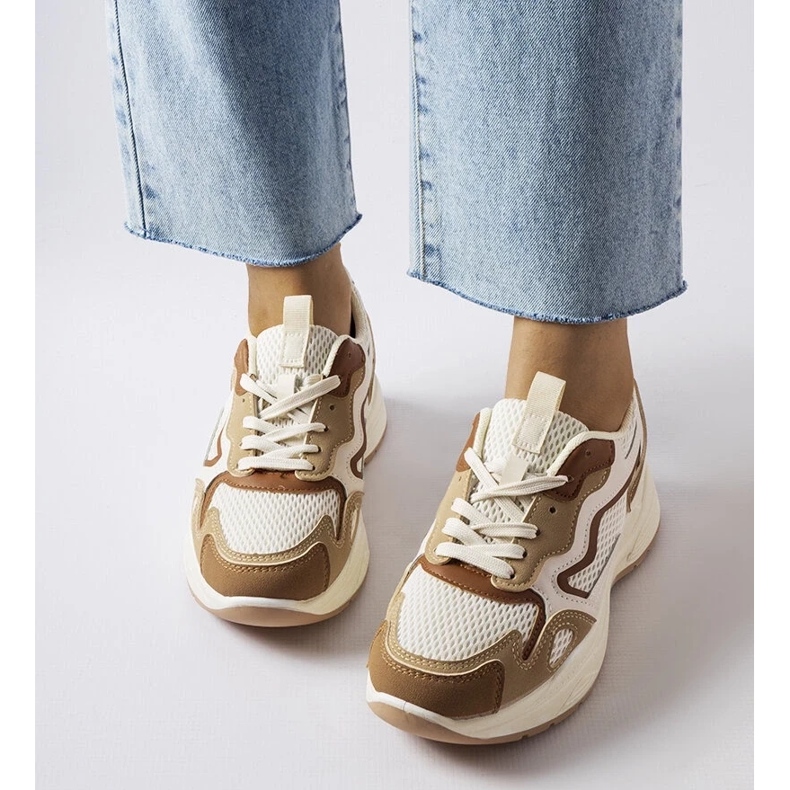 D/GMR Zapatillas deportivas huecas beige verde 2