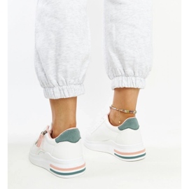 D/GMR Zapatillas blancas con inserciones verdes Anaunia blanco 3