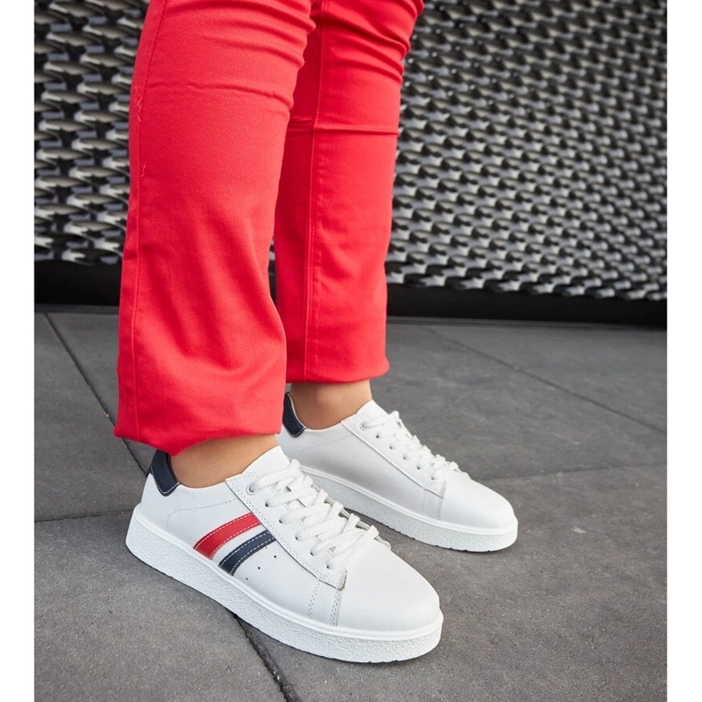 D/GMR Zapatillas Camilla de piel blanca con cordones blanco 2