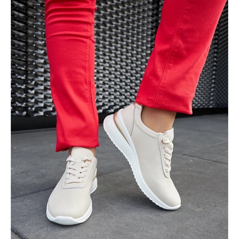 D/GMR Zapatillas con cuña de cuero beige de Federico 2