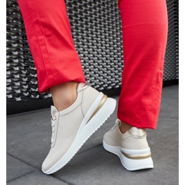 D/GMR Zapatillas con cuña de cuero beige de Federico 4
