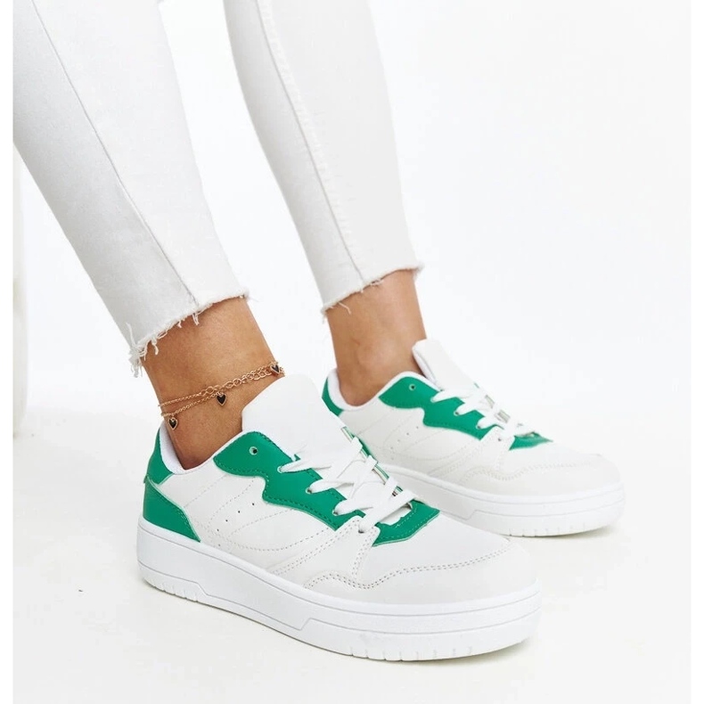 D/GMR Zapatillas blancas con detalle Fournie verde. blanco 2