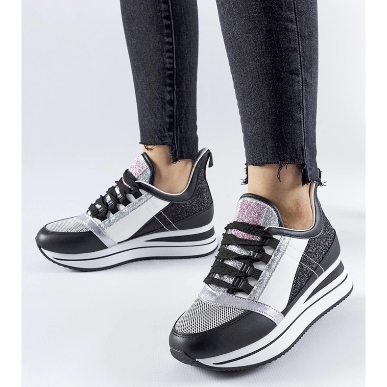 D/GMR Zapatillas negras con purpurina en la plataforma Marce. negro 1