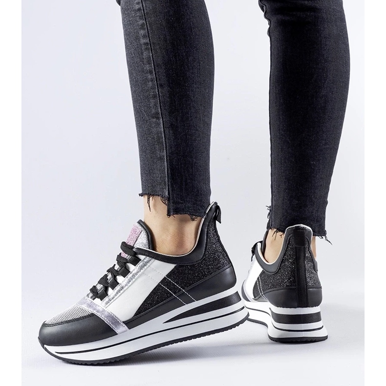 D/GMR Zapatillas negras con purpurina en la plataforma Marce. negro 2