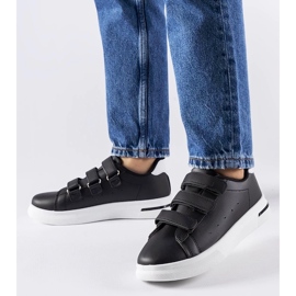 D/GMR Zapatillas negras sujetas con velcro paré - suela blanca negro 1