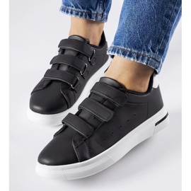 D/GMR Zapatillas negras sujetas con velcro paré - suela blanca negro 2